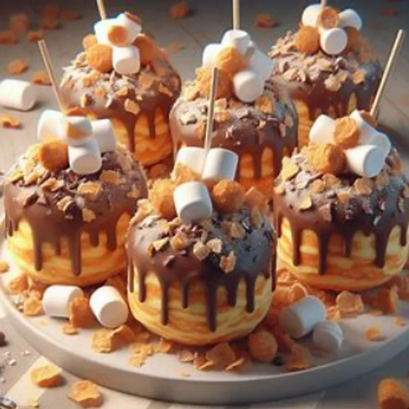 Fluffy Chocolate Marshmallow Pancake Pops image